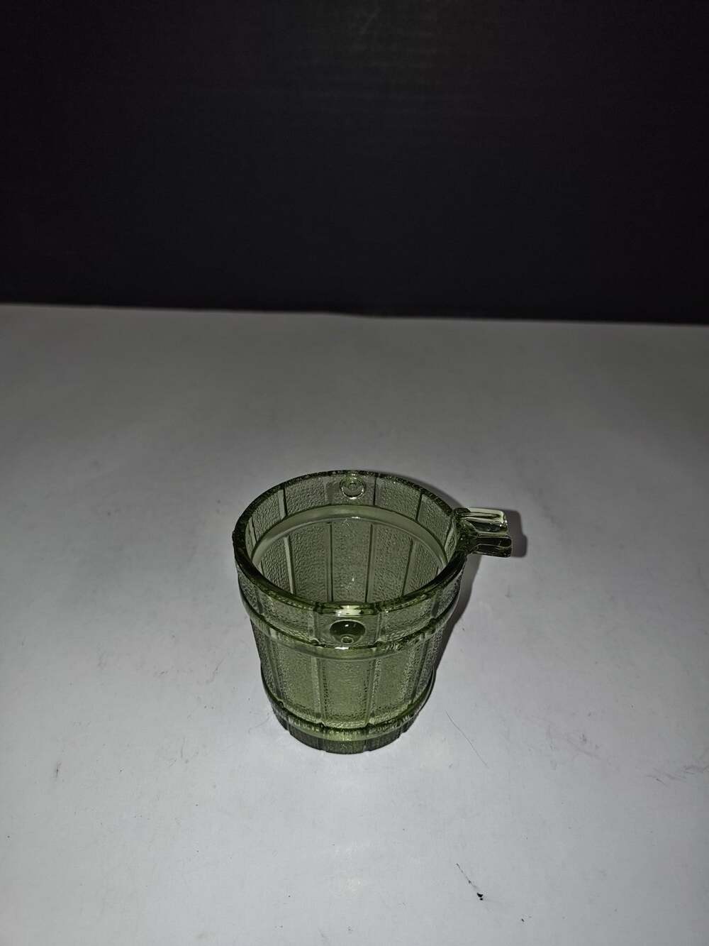 Vintage Water Bucket Ashtray Green Glass Pail Mancave Bar Office Decor 1950's